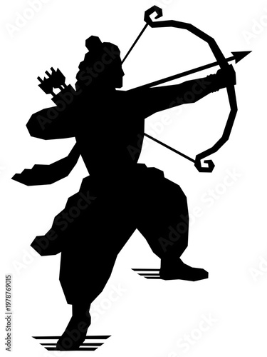 Silhouette illustration of lord Ram Navami.