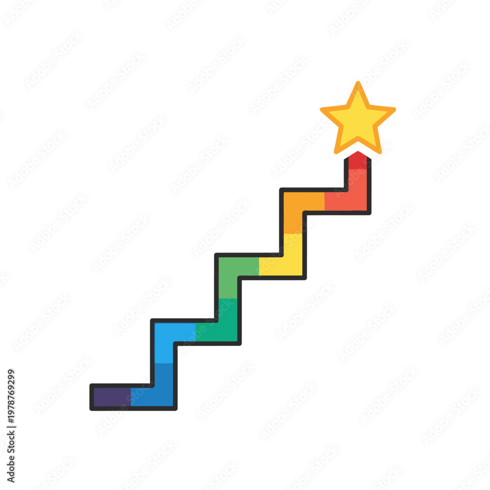 Fototapeta premium A colorful staircase leading to a star.