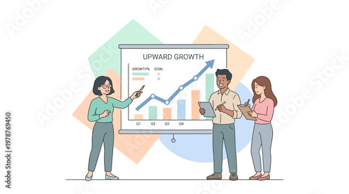Business team presenting goal and succes in meeting for upward growth