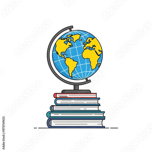 Globe on stack of books education.