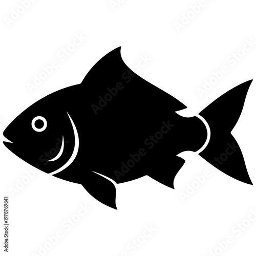 Simple black silhouette of a fish on a white background, clean vector art