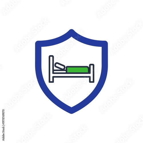 Protected bed with shield icon.