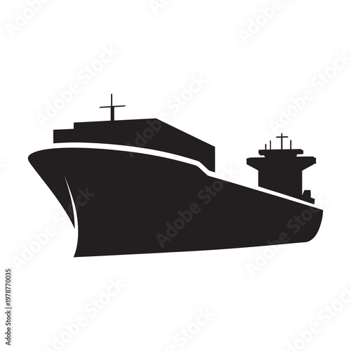 Large cargo vessel perspective view for maritime transport and trade.