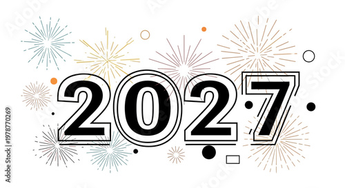 Fireworks display celebrating the year 2027.