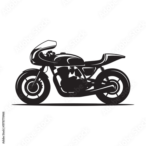 Motorcycle cafe racer silhouette vector illustration isolated on white background.