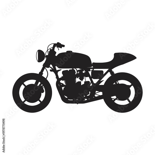 Motorcycle cafe racer silhouette vector illustration isolated on white background.