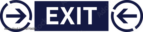 Exit sign with circular arrows and directional indicators in modern minimal style for navigation safety guidance and wayfinding design