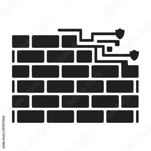 Firewall brick wall cybersecurity vector illustration isolated on white background.