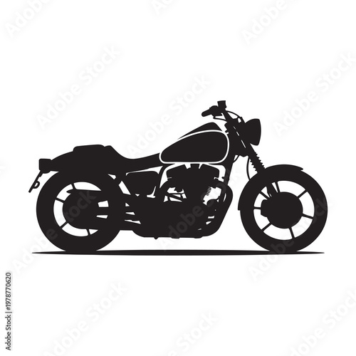 Scrambler motorcycle silhouette isolated on white background.