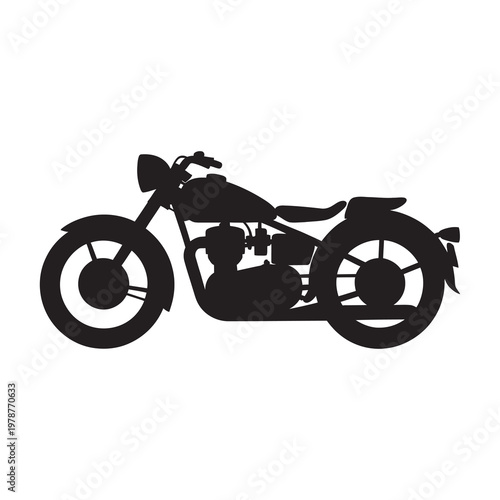 Classic motorcycle silhouette isolated on white background.