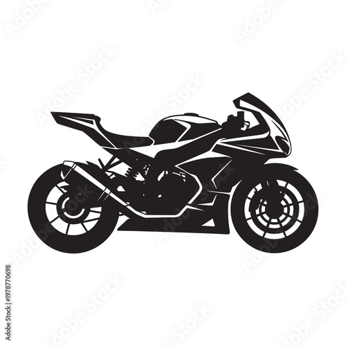 Superbike motorcycle silhouette isolated on white background.