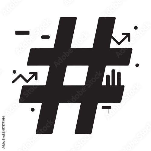 Hashtag trend icon concept creative design vector graphic element symbol sign.