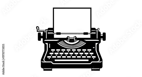 Vintage typewriter on white background.