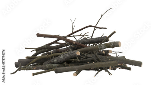 Foto A pile of cut branches and twigs isolated on transparent background for firewood