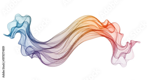 Vibrant multicolored smoke wave design element.