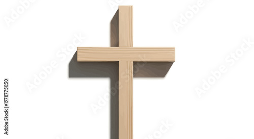 A simple wooden cross on white.