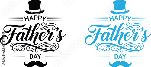 Title happy father's day calligraphy designs in black and blue description two elegant calligraphy designs wishing 'happy father's day' one