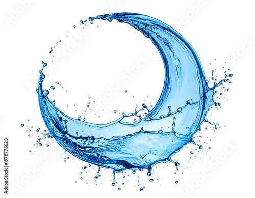 Crescent moon shaped splash of clear, cool water