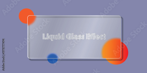 Glass panel with liquid drop effect and orange and blue circles