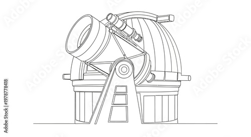 Observatory Dome with Telescope Illustration - Astronomy Science