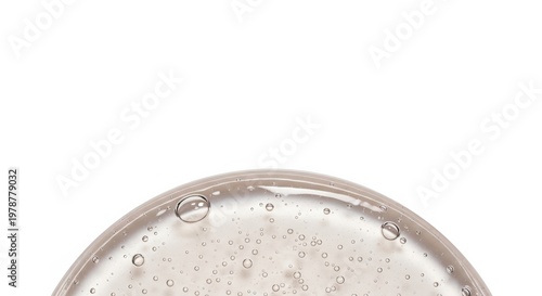 Clear Gel with Bubbles on White Background, Close-up Macro Shot of Cosmetic Product.