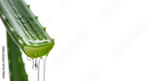 Fresh Aloe Vera Leaf with Dripping Gel for Natural Skincare and Health Benefits.