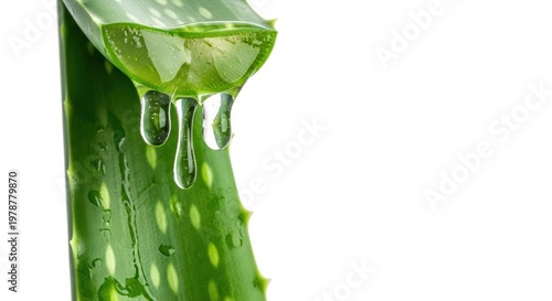 Fresh Aloe Vera Leaf with Dripping Gel for Natural Skincare and Health.