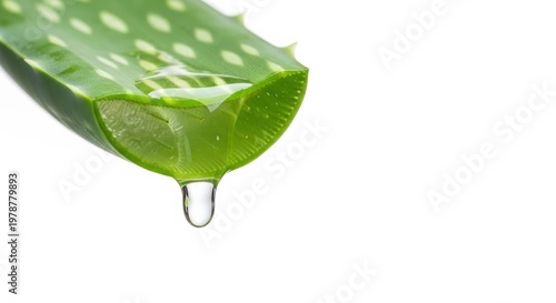 Fresh Aloe Vera Leaf with Dripping Gel, Natural Skincare Ingredient.