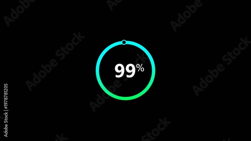 99% Progress Percentage Circular Infographic, 4k Illustration.