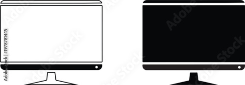 Modern computer monitor icon silhouette and outline with computer silhouette technology electronic equipment television