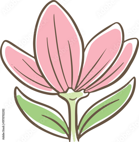 Simple floral flower heads pretty wildflower outline clipart vector illustration