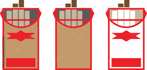 Open Cigarette Pack with Single Cigarette – Tobacco Smoking Product Box Vector Illustration