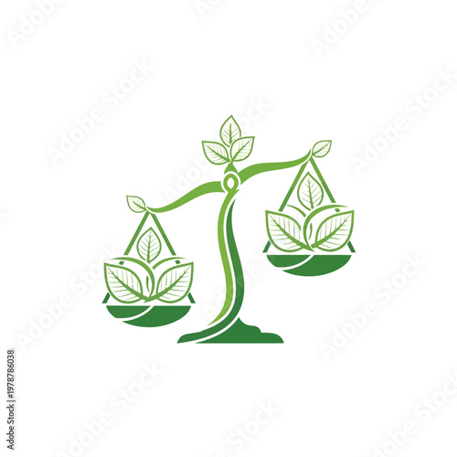 Green leafy scale balance icon.