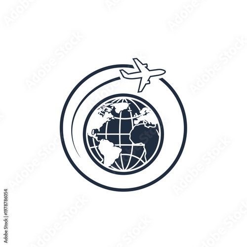 Air travel around the world globe.