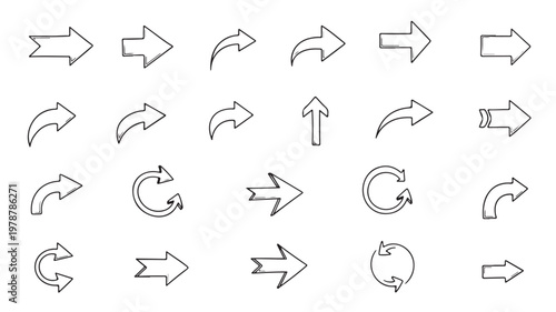 Various Arrows Pointing Different Directions On White Background For Navigation Concepts