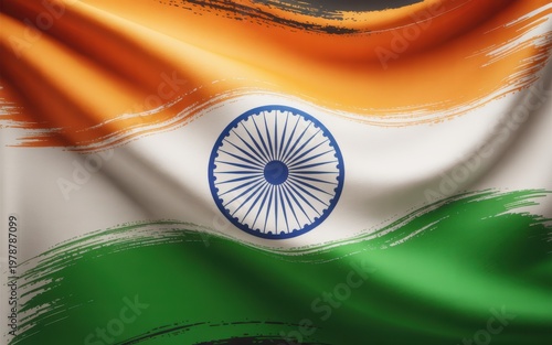 Independence Day celebration with waving Indian flag