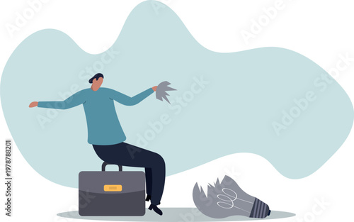 Uninspired or motivation after business failure, burnout or exhausted from crisis, no new idea or inspiration.human life and situation.