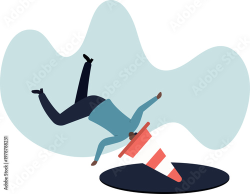 Blind and frustrated business direction, mistake or failure, trap or crisis ahead, risk and uncertainty.human life and situation.