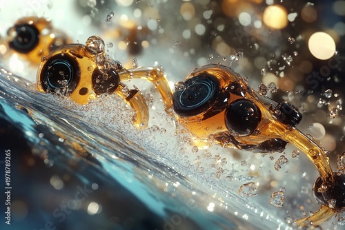 Tiny robots removing oil spills from water with advanced technology
