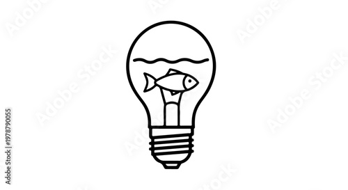 Creative idea light bulb with fish inside for innovation and problem solving concepts