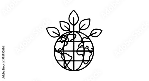 Eco friendly globe with green leaves growing out symbolizing environmental conservation and sustainability