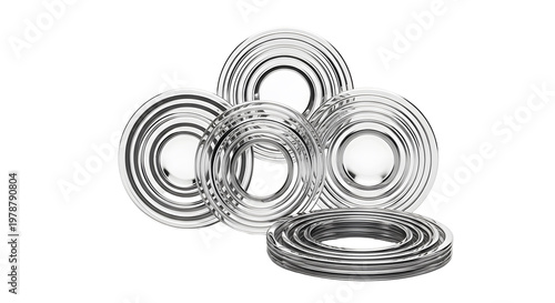 Wallpaper Mural Stack of Shiny Metal Rings in Circular Arrangement Torontodigital.ca