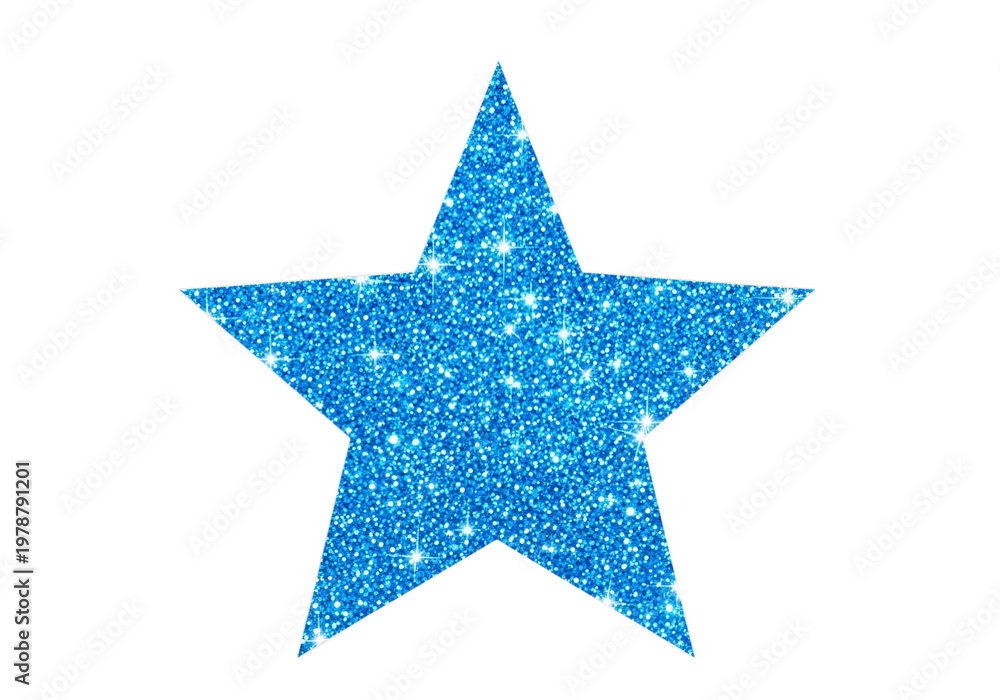 Obraz premium A blue star with glitter on a white background isolated on transparent background