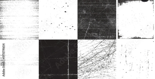 Grunge Distressed Checkerboard Texture Seamless Pattern, Black and White Rough Overlay Background with Scratches Noise and Vintage Grunge Effect Transparent PNG