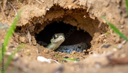 Snake in a Hole - A Close-Up View of Natures Wildlife.