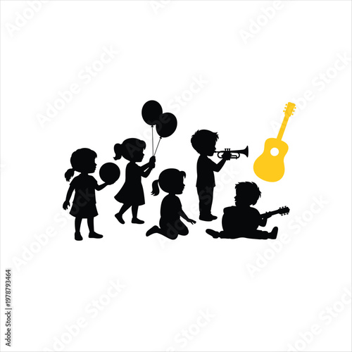 Silhouetted team celebrating success with trophy celebration