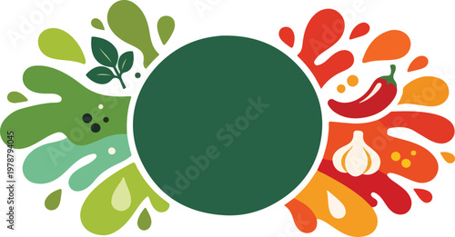 Abstract Data Network Explosion with Geometric Elements and Digital Flow Structure in Modern Flat Vector Design