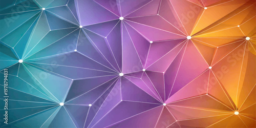 Geometric abstraction, a vibrant digital artwork showcasing a network of interconnected points and lines, creating a mesmerizing visual experience.