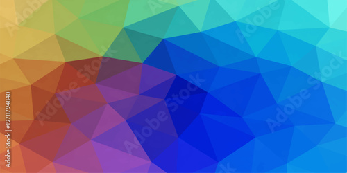 Vibrant geometric pattern showcasing triangles and a spectrum of colours, creating a visually stimulating backdrop.