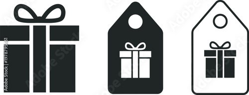Gift Box and Tag Icon Set Isolated on White Background for Holiday, Sale, and Celebration Designs